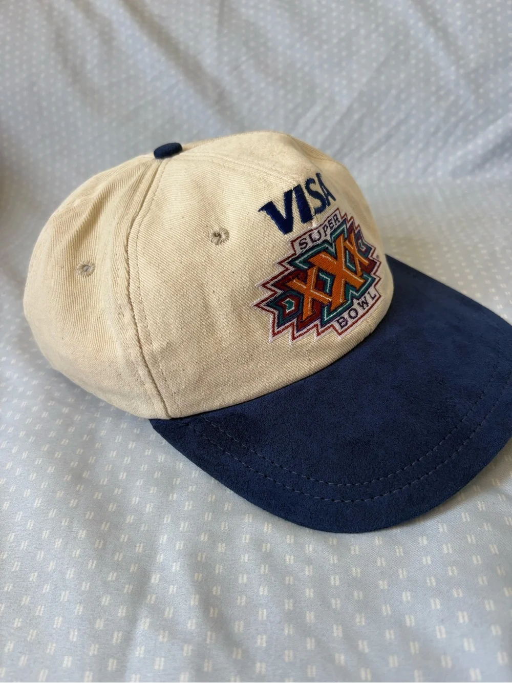 Super Bowl XXX Kids Baseball Cap in Beige and Navy